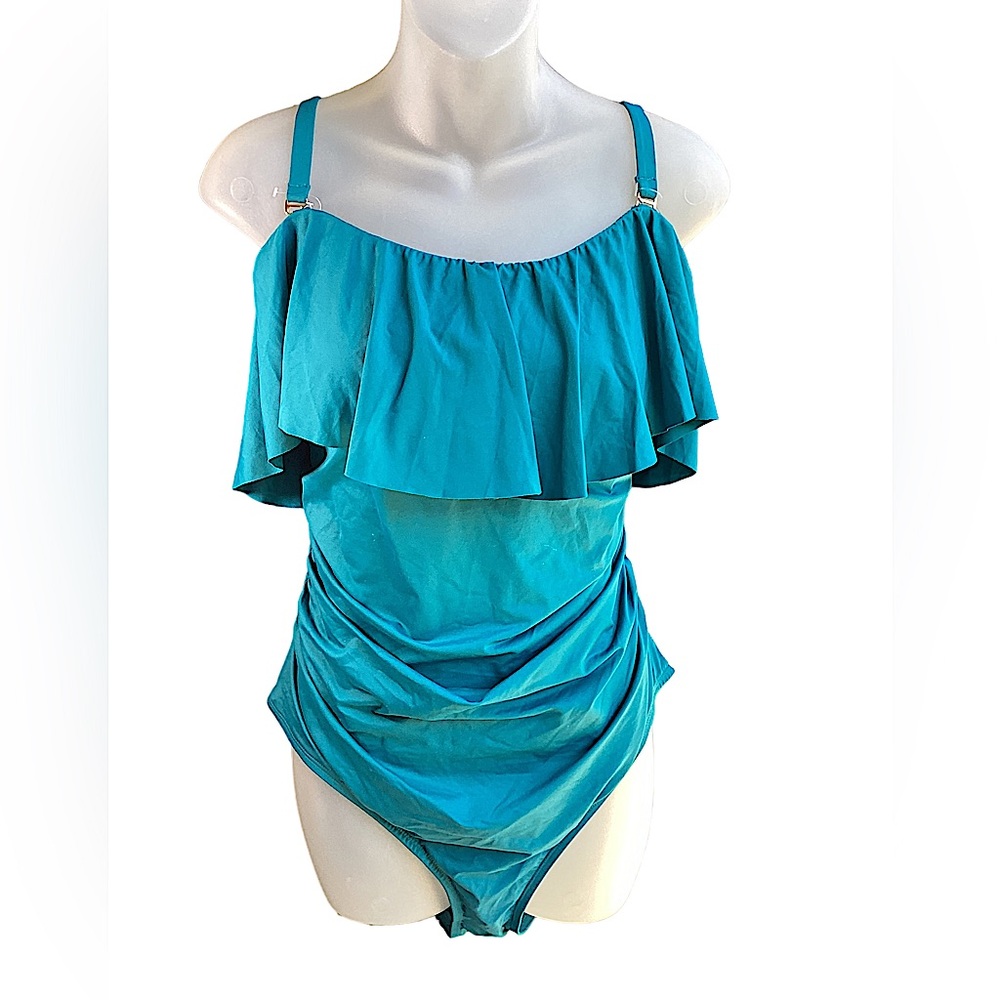 La.Blanca Island Goddess Ruffle One Piece. S3